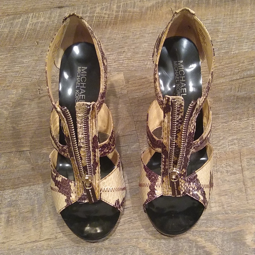 Michael Michael Kors Berkley T Strap Sandal Snake Print